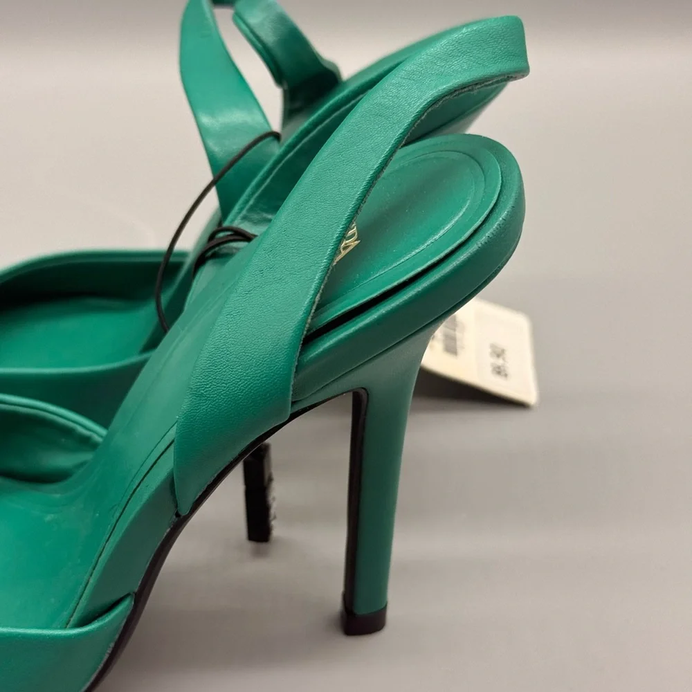 Zara Green Sling Back Heels - Picture 4 of 11